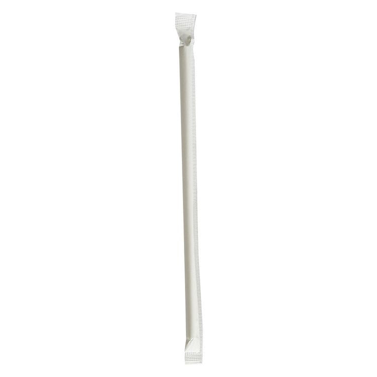 Wrapped Jumbo Paper Straws, 7.75 , Paper, White, 1,280/Carton
