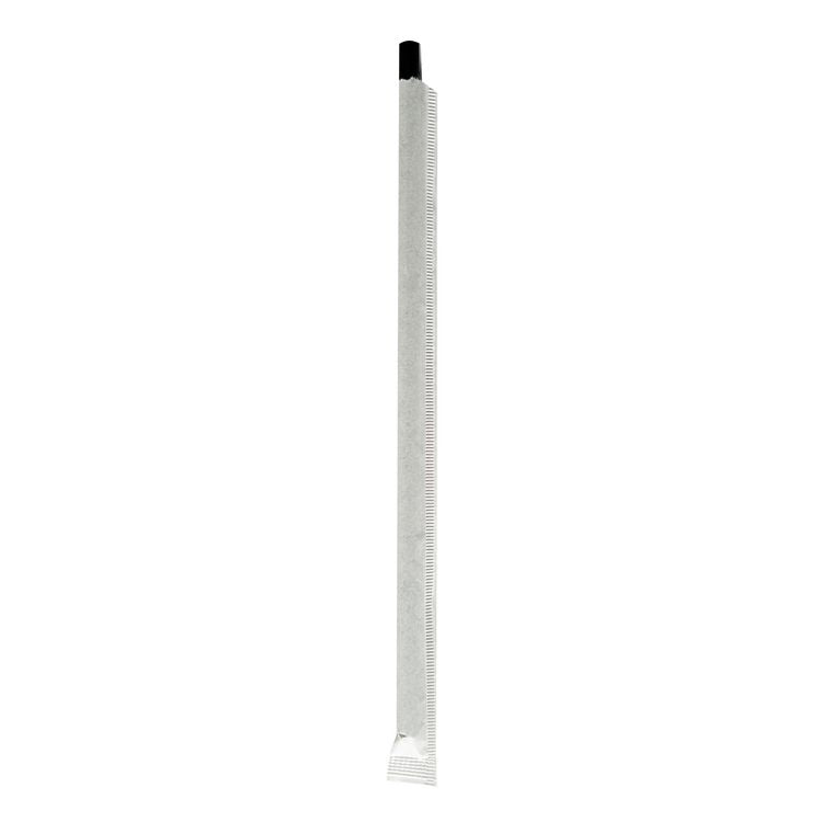 Wrapped Jumbo Paper Straws, 7.75 , Paper, Black, 1,280/Carton