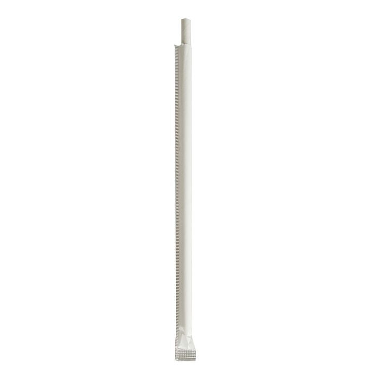 Wrapped Jumbo Paper Straws, 7.75 , Paper, White, 1,280/Carton