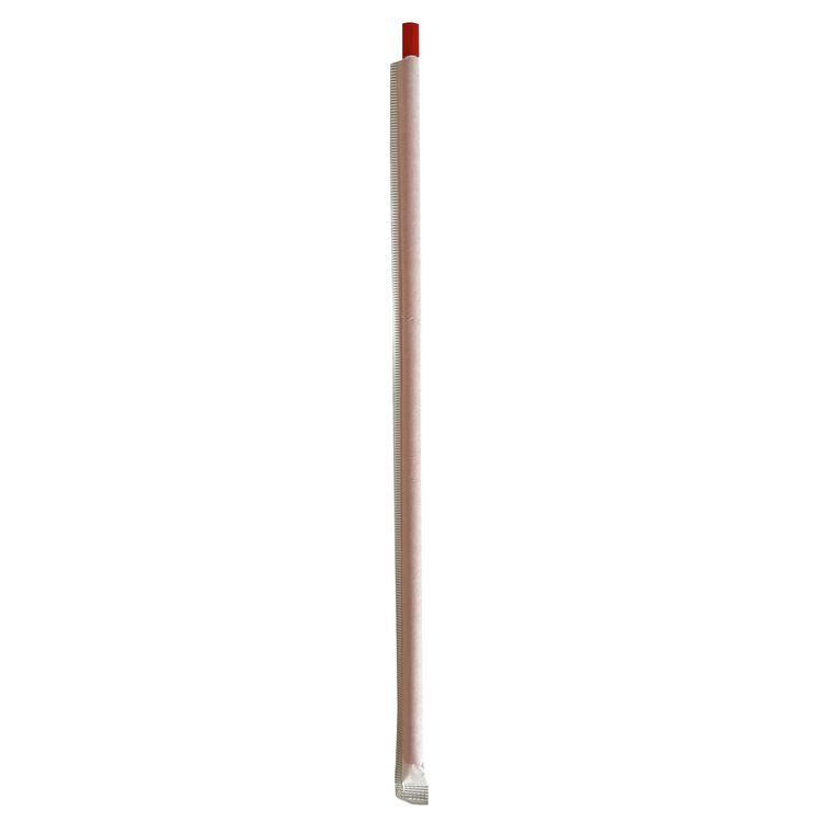 Wrapped Giant Straws, 10.25 , Polypropylene, Red, 1,200/Carton