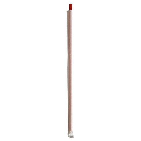 Wrapped Giant Straws, 10.25 , Polypropylene, Red, 1,200/Carton