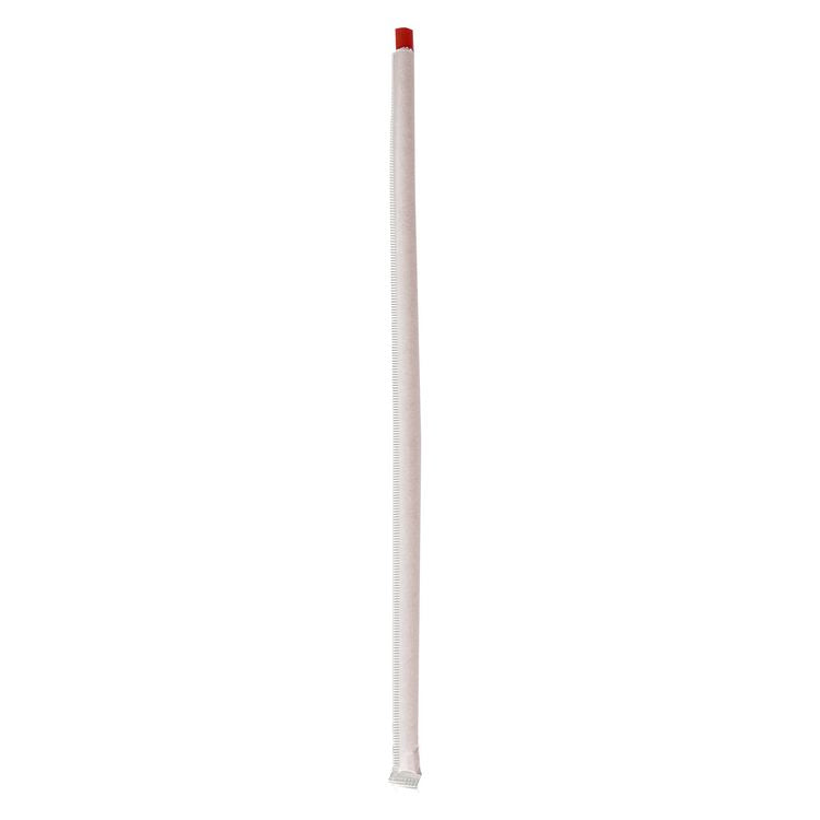 Wrapped Jumbo Straws, 10.25 , Polypropylene, Red, 2,000/Carton