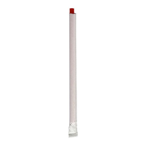 Wrapped Giant Straws, 7.75 , Polypropylene, Red, 7,200/Carton