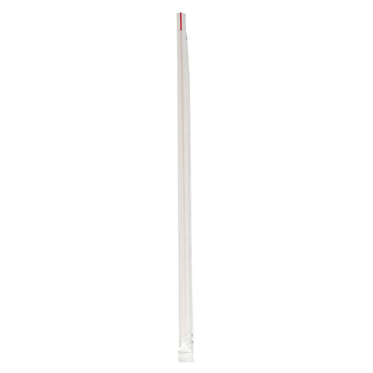 Wrapped Jumbo Straws, 10.25 , Polypropylene, Red/White Striped, 2,000/Carton