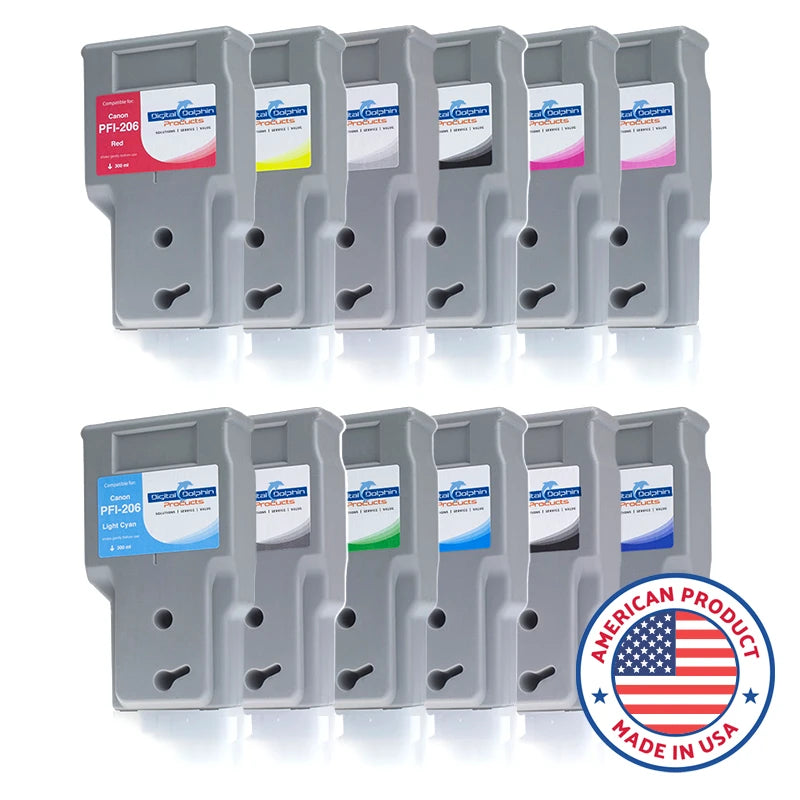 Digital Dolphin Products Compatible Replacement Ink Cartridge for Canon PFI-206, 300 mL