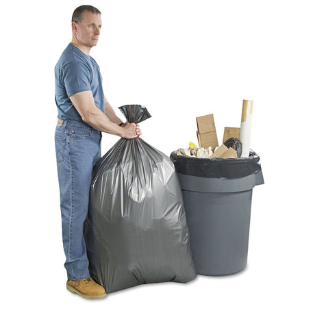 Can Liners, 30 gal, 1.35 mil, 30  x 36 , Gray, 10 Bags/Roll, 10 Rolls/Carton