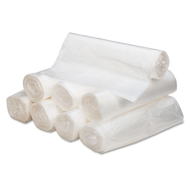 Can Liners, 56 gal, 16 mic, 43  x 48 , Natural, 20 Bags/Roll, 10 Rolls/Carton