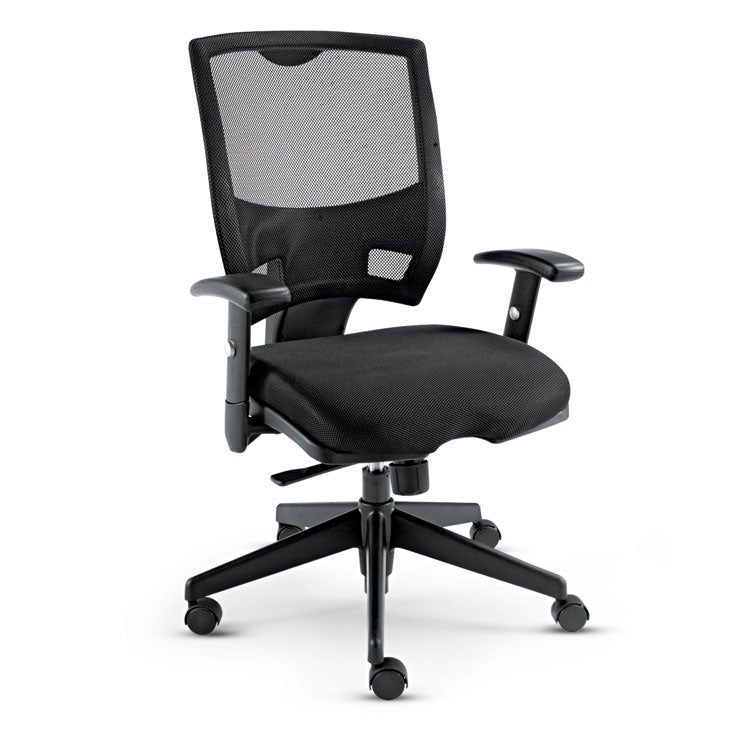 Alera Epoch Series Fabric Mesh Multifunction Chair, Supports Up to 275 lb, 17.63" to 22.44" Seat Height, Black