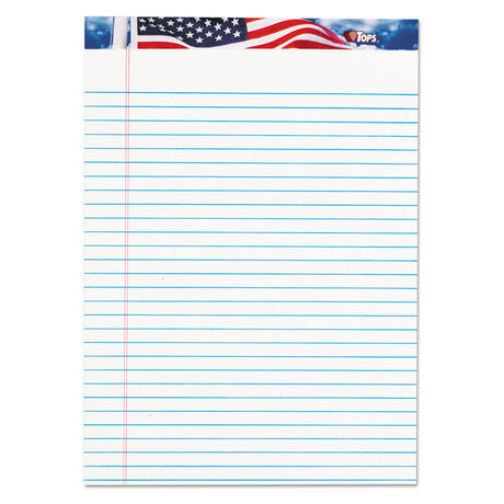 American Pride Writing Pad, Wide/Legal Rule, Red/White/Blue Headband, 50 White 8.5 x 11.75 Sheets, 12/Pack