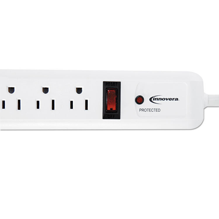 Surge Protector, 6 AC Outlets, 4 ft Cord, 540 J, White