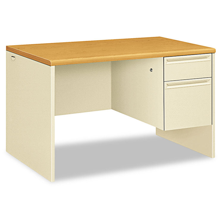 38000 Series Right Pedestal Desk, 48" x 30" x 29.5", Harvest/Putty