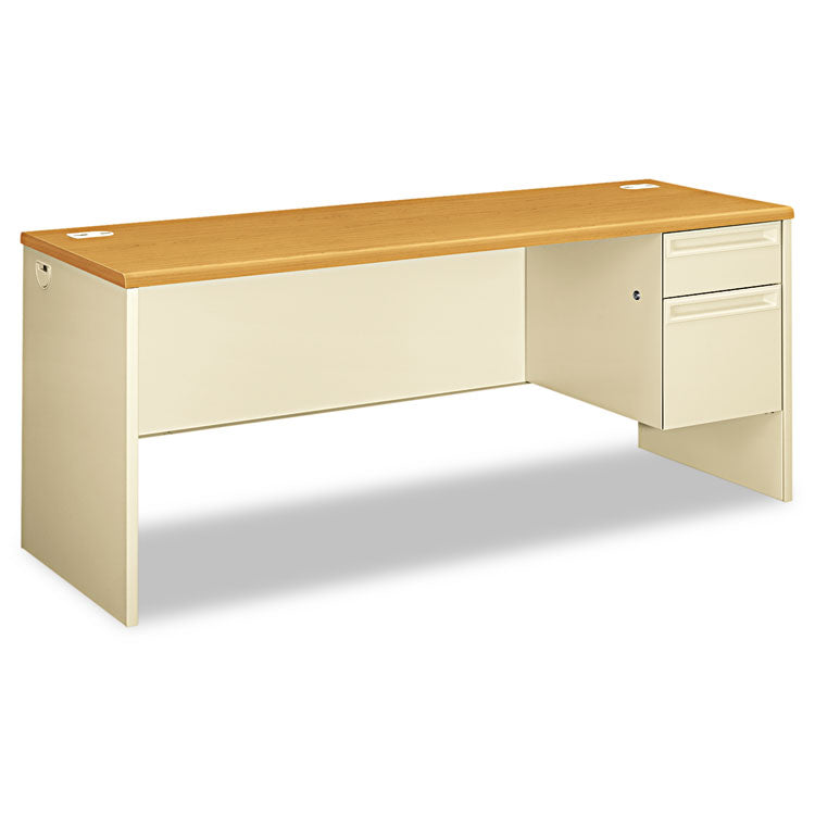 38000 Series Right Pedestal Credenza, 72w x 24d x 29.5h, Harvest/Putty