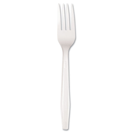 Mediumweight Polystyrene Cutlery, Fork, White, 100/Box