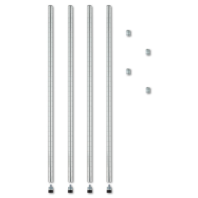 Stackable Posts For Wire Shelving, 36" High, Silver, 4/Pack