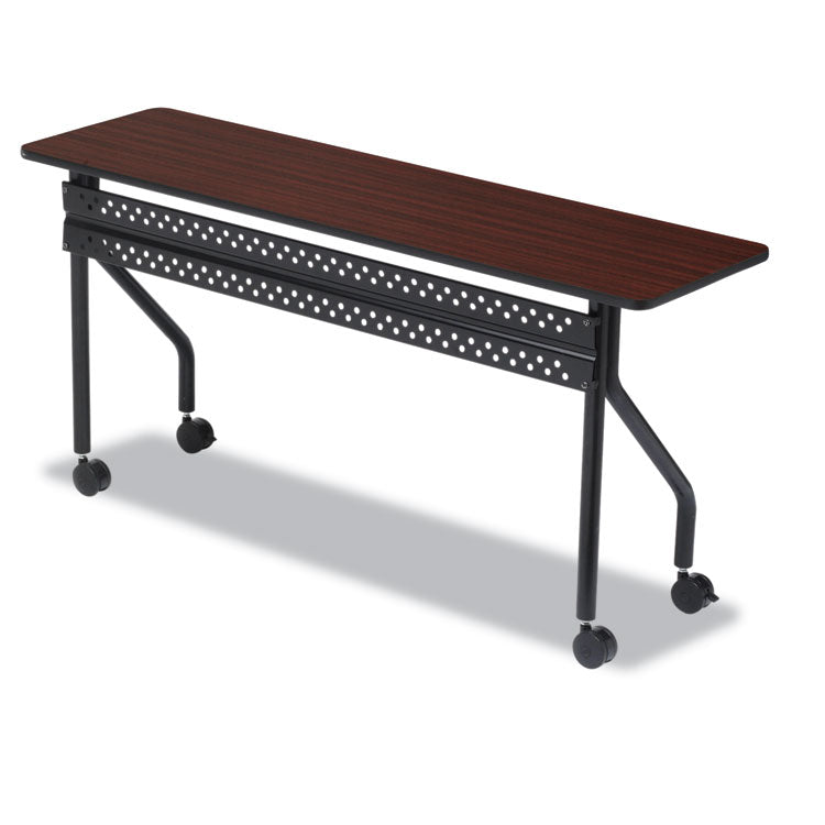 OfficeWorks Mobile Training Table, Rectangular, 72  x 18  x 29 , Mahogany/Black