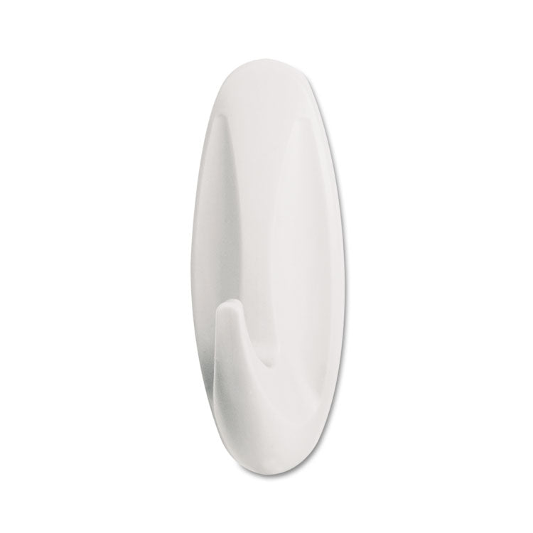 General Purpose Hooks, Large, Plastic, White, 5 lb Capacity, 1 Hook and 2 Strips/Pack
