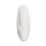 General Purpose Hooks, Large, Plastic, White, 5 lb Capacity, 1 Hook and 2 Strips/Pack