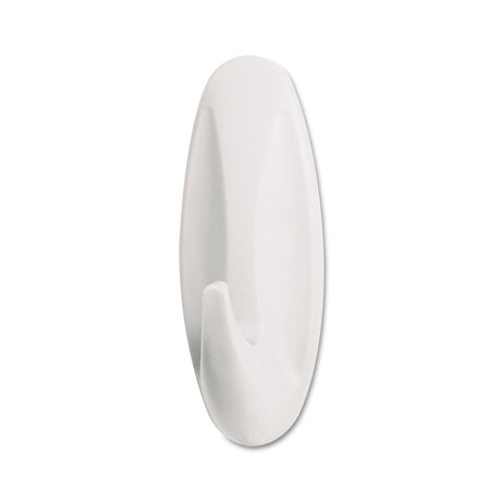 General Purpose Hooks, Large, Plastic, White, 5 lb Capacity, 1 Hook and 2 Strips/Pack