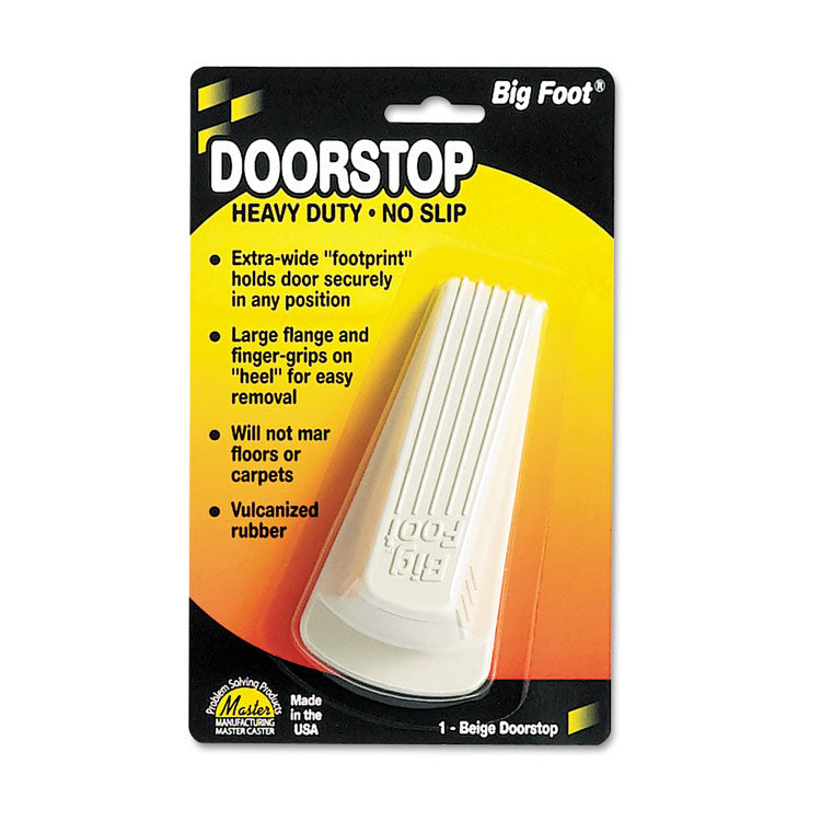 Big Foot Doorstop, No Slip Rubber Wedge, 2.25w x 4.75d x 1.25h, Beige