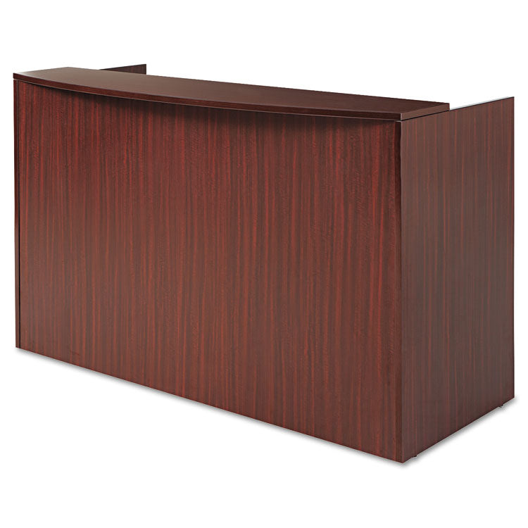 Alera Valencia Series Reception Desk with Transaction Counter, 71" x 35.5" x 29.5" to 42.5", Mahogany