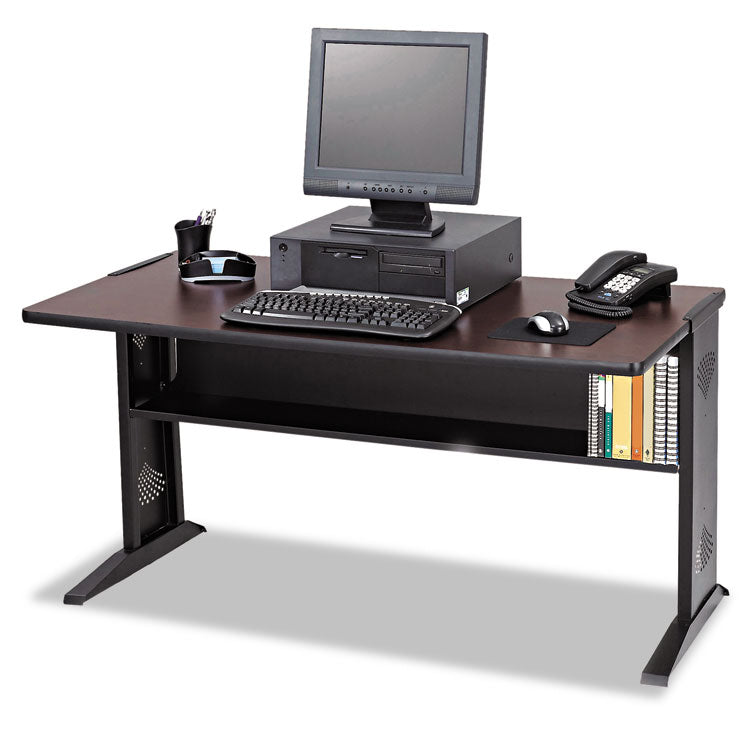 Computer Desk with Reversible Top, 47.5  x 28  x 30 , Mahogany/Medium Oak/Black