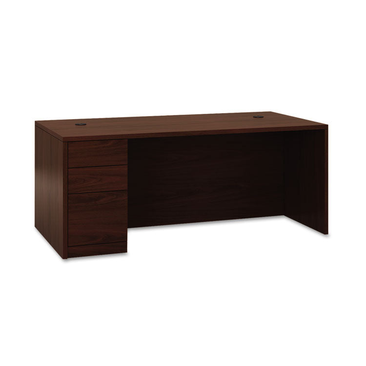 10500 Series "L" Workstation Left Pedestal Desk with Full-Height Pedestal, 72" x 36" x 29.5", Mahogany