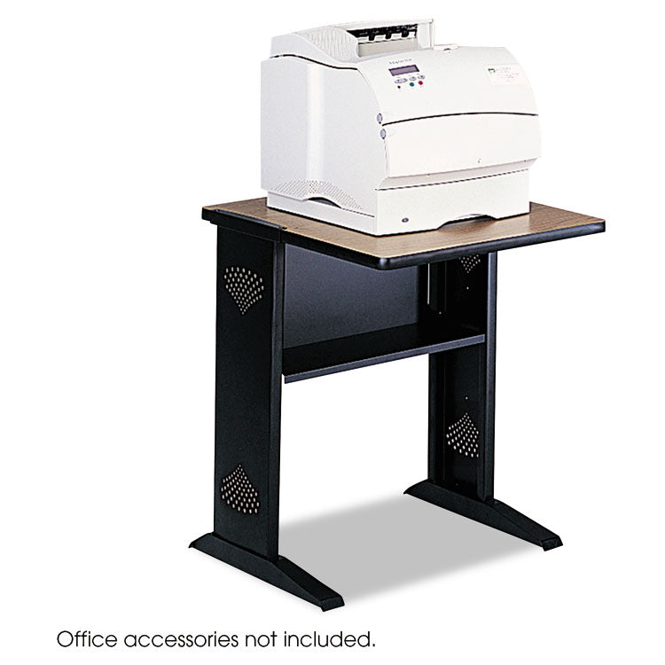 Fax/Printer Stand with Reversible Top, Metal, 1 Shelf, 23.5  x 28  x 30 , Medium Oak/Black