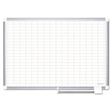 Gridded Magnetic Steel Dry Erase Planning Board, 1 x 2 Grid, 48 x 36, White Surface, Silver Aluminum Frame
