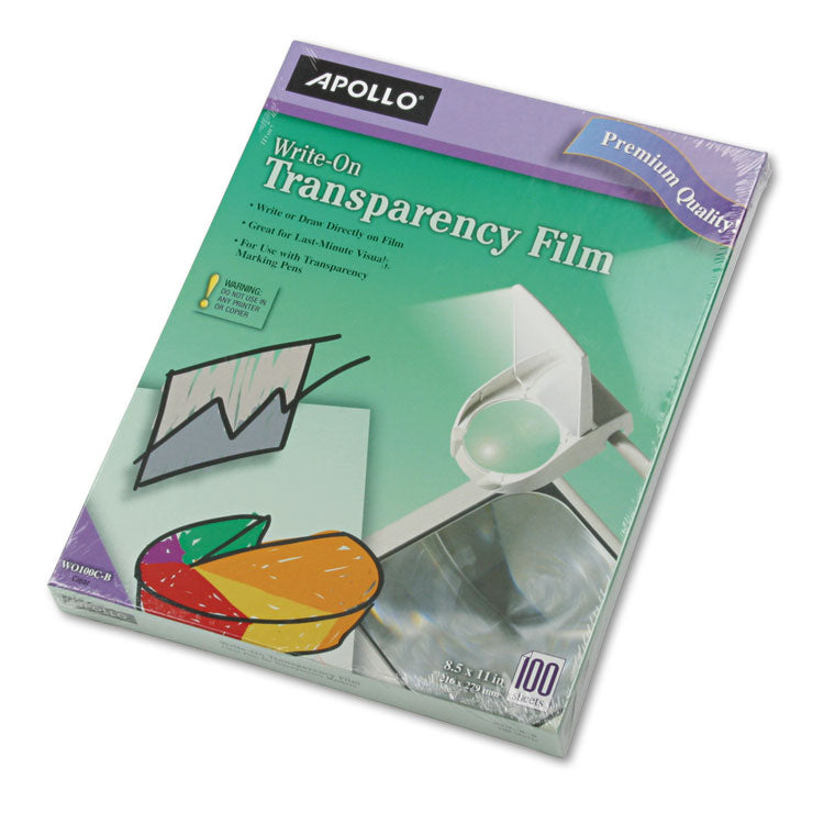 Write-On Transparency Film, 8.5 x 11, 100/Box