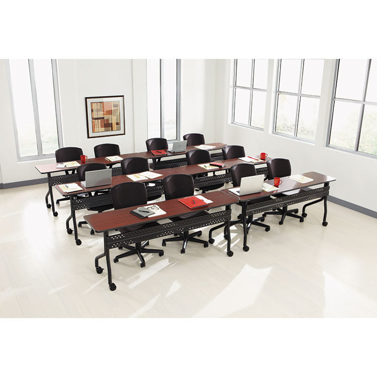 OfficeWorks Mobile Training Table, Rectangular, 72  x 18  x 29 , Mahogany/Black