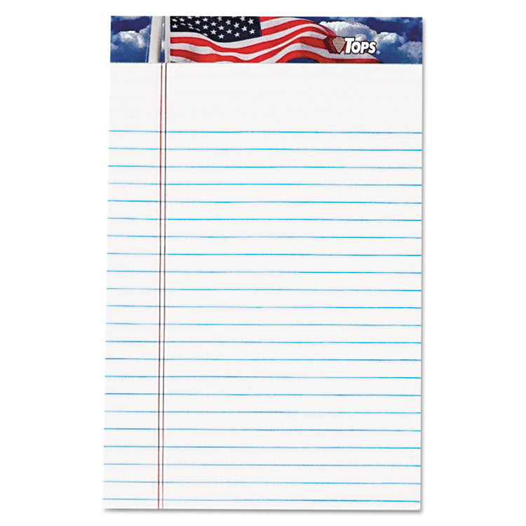 American Pride Writing Pad, Narrow Rule, Red/White/Blue Headband, 50 White 5 x 8 Sheets, 12/Pack