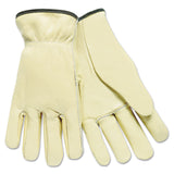 Full Leather Cow Grain Driver Gloves, Tan, Large, 12 Pairs