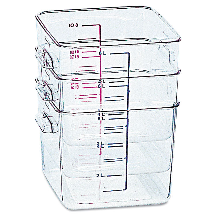 SpaceSaver Square Containers, 2 qt, 8.8 x 8.75 x 2.7, Clear, Plastic