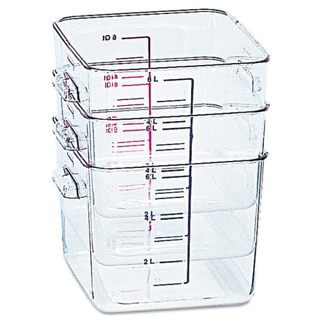 SpaceSaver Square Containers, 2 qt, 8.8 x 8.75 x 2.7, Clear, Plastic