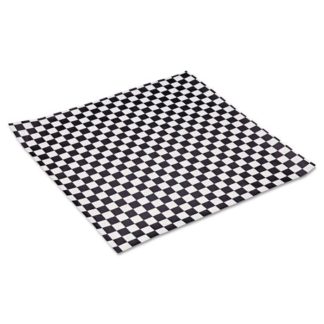 Grease-Resistant Paper Wraps and Liners, 12 x 12, Black Check, 1,000/Box, 5 Boxes/Carton