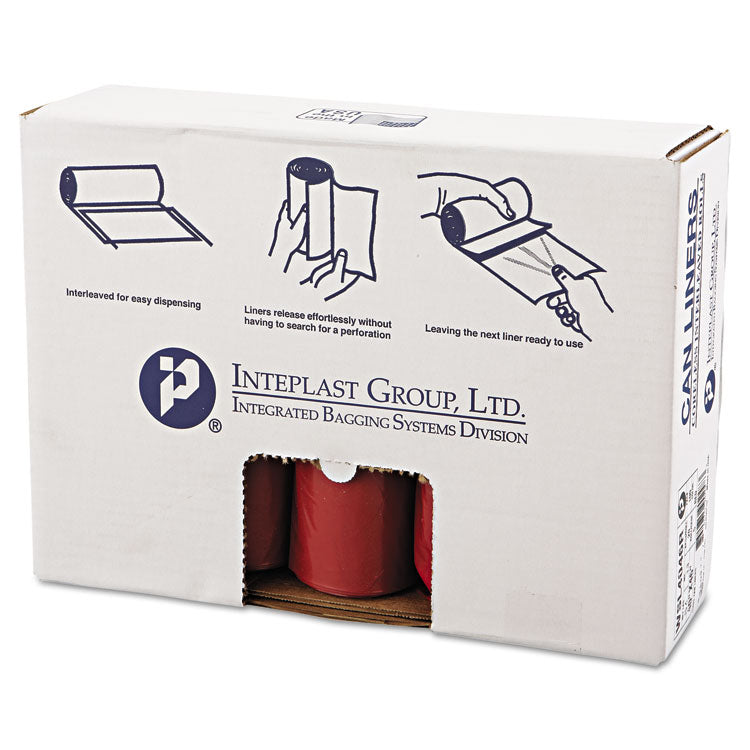 Low-Density Commercial Can Liners, Infectious Waste Biohazard, 45 gal, 1.3 mil, 40  x 46 , Red, Interleaved, 20/RL, 5 RL/CT