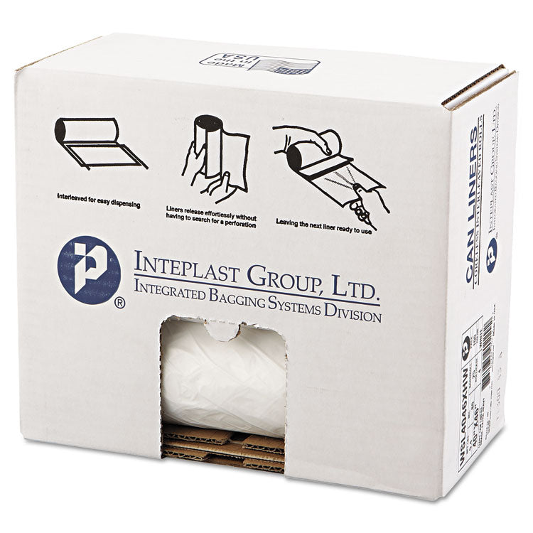 Low-Density Commercial Can Liners, 45 gal, 0.7 mil, 40  x 46 , White, Interleaved Roll, 25 Bags/Roll, 4 Rolls/Carton