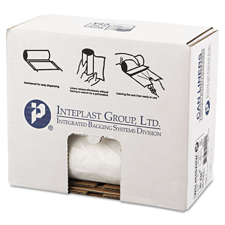 Low-Density Commercial Can Liners, 45 gal, 0.7 mil, 40  x 46 , White, Interleaved Roll, 25 Bags/Roll, 4 Rolls/Carton