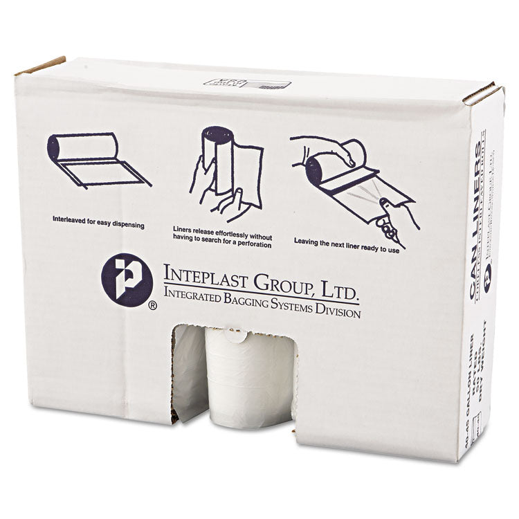 High-Density Commercial Can Liner Value Pack, 45 gal, 12 mic, 40  x 46 , Clear, Interleaved Roll, 25 Bags/Roll, 10 Rolls/CT