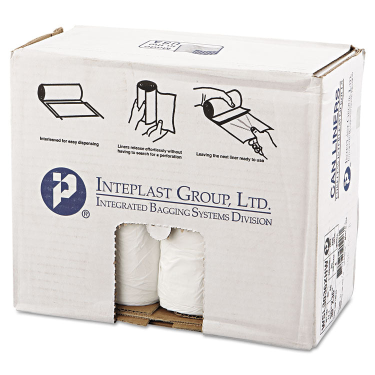 Low-Density Commercial Can Liners, 30 gal, 0.8 mil, 30  x 36 , White, Interleaved Roll, 25 Bags/Roll, 8 Rolls/Carton