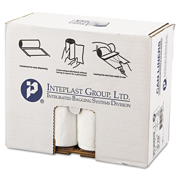 Low-Density Commercial Can Liners, 30 gal, 0.7 mil, 30  x 36 , White, Interleaved Roll, 25 Bags/Roll, 8 Rolls/Carton