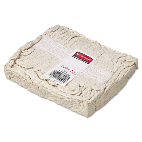 Economy Cut-End Cotton Wet Mop Head, 16oz, 1" Band, White, 12/Carton