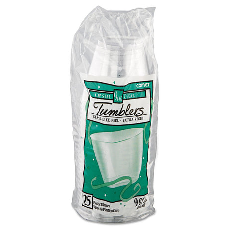 Comet Smooth Wall Tumblers, 9 oz, Clear, Squat, 25/Pack, 20 Packs/Carton