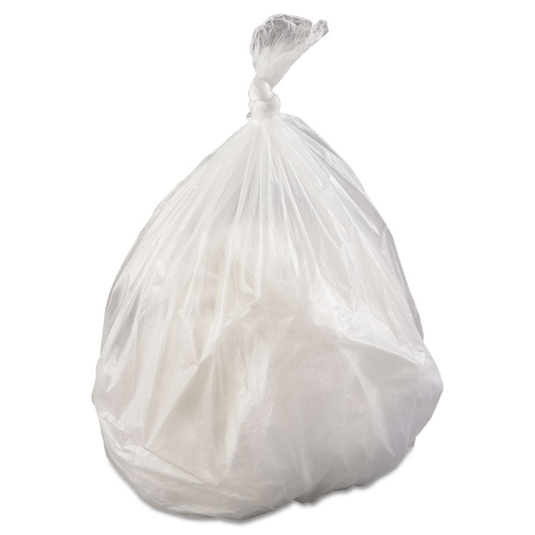 High-Density Commercial Can Liners, 45 gal, 17 mic, 40  x 48 , Clear, Interleaved Roll, 25 Bags/Roll, 10 Rolls/Carton