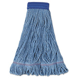 Super Loop Wet Mop Head, Cotton/Synthetic Fiber, 5" Headband, X-Large Size, Blue, 12/Carton