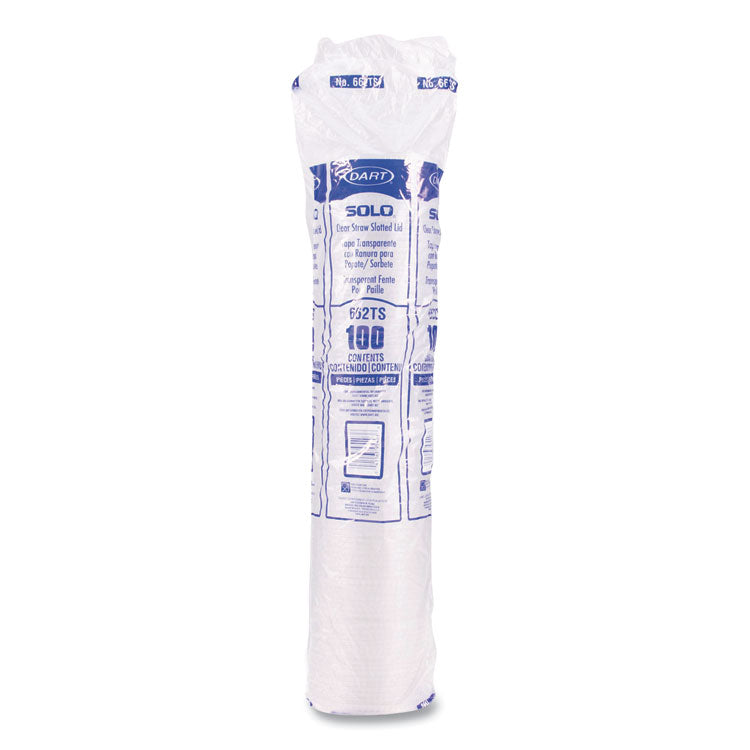 Straw-Slot Cold Cup Lids, Fits 9 oz to 20 oz Cups, Clear, 100/Pack