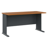 Series A Collection Workstation Desk, 59.63" x 26.88" x 29.88", Natural Cherry/Slate Gray