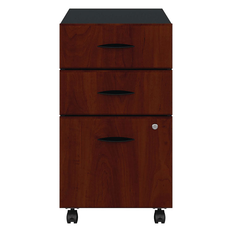 Mobile Pedestal File, Left/Right, 3-Drawers: Box/Box/File, Legal/Letter/A4/A5, Hansen Cherry/Galaxy, 15.75" x 20.25" x 27.88"