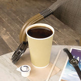 Ripple Hot Cups, 16 oz, Kraft/White, 500/Carton