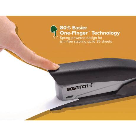 InPower One-Finger Eco-Friendly Desktop Stapler, 25-Sheet Capacity, Black/Gray